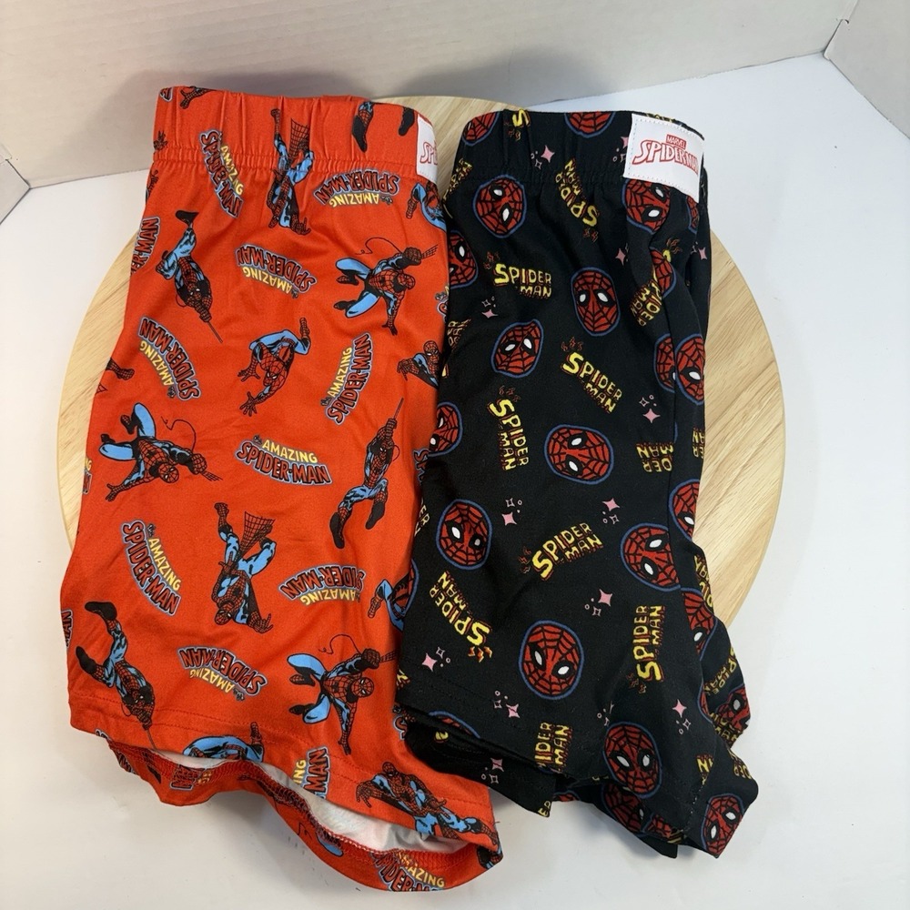 Marvel Spider Man Set 2 Sleep Shorts Pajamas Red and Black Women Size 2XL Pocket